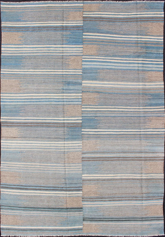 Keivan Woven Arts Multicolor Paneled Flat - Weave Kilim Rug with Modern Design. Keivan Woven Arts/ rug /AFG - 14960, country of origin / type: Afghanistan / Kilim. Measures: 5'8 x 8'5 Colorful flat - weave modern Kilim rug with modern design for mode... - Keivan Woven ArtsAFG - 14960 - 10448Rug