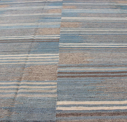 Keivan Woven Arts Multicolor Paneled Flat - Weave Kilim Rug with Modern Design. Keivan Woven Arts/ rug /AFG - 14960, country of origin / type: Afghanistan / Kilim. Measures: 5'8 x 8'5 Colorful flat - weave modern Kilim rug with modern design for mode... - Keivan Woven ArtsAFG - 14960 - 10448Rug
