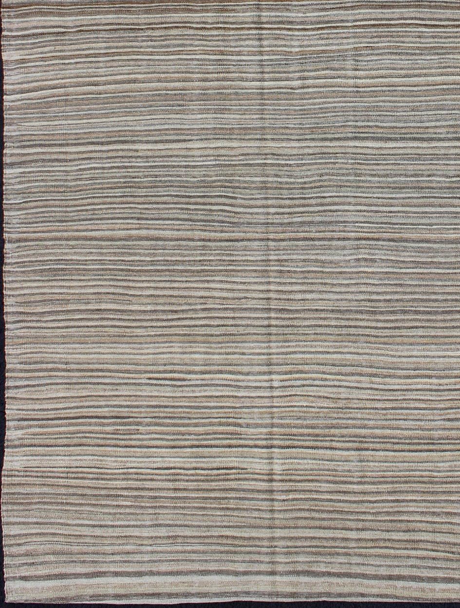 Keivan Woven Arts Modern Kilim with Solid Design in Variation of Gray Tones. Minimalist design Afghan Modern Kilim. Keivan Woven Arts, Rug/AFG - 15018, country of origin / type: Afghanistan / Kilim. Measures: 6'3 x 9'7 Modern casual flat - weave fin... - Keivan Woven ArtsAFG - 15018 - 10454Rug