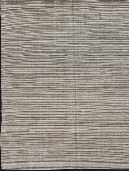 Keivan Woven Arts Modern Kilim with Solid Design in Variation of Gray Tones. Minimalist design Afghan Modern Kilim. Keivan Woven Arts, Rug/AFG - 15018, country of origin / type: Afghanistan / Kilim. Measures: 6'3 x 9'7 Modern casual flat - weave fin... - Keivan Woven ArtsAFG - 15018 - 10454Rug