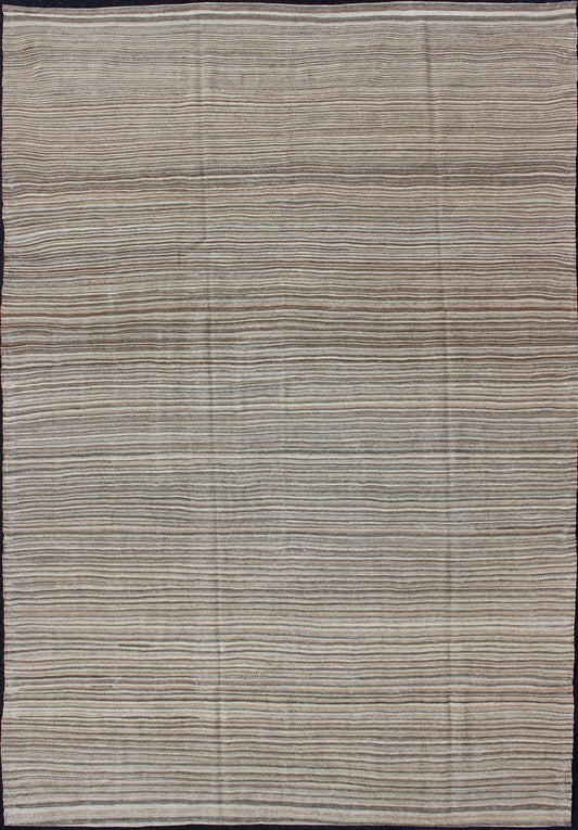 Keivan Woven Arts Modern Kilim with Solid Design in Variation of Gray Tones. Minimalist design Afghan Modern Kilim. Keivan Woven Arts, Rug/AFG - 15018, country of origin / type: Afghanistan / Kilim. Measures: 6'3 x 9'7 Modern casual flat - weave fin... - Keivan Woven ArtsAFG - 15018 - 10454Rug