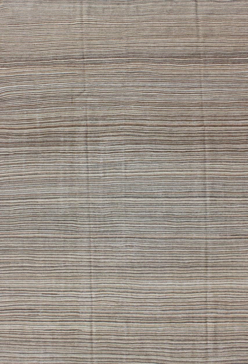 Keivan Woven Arts Modern Kilim with Solid Design in Variation of Gray Tones. Minimalist design Afghan Modern Kilim. Keivan Woven Arts, Rug/AFG - 15018, country of origin / type: Afghanistan / Kilim. Measures: 6'3 x 9'7 Modern casual flat - weave fin... - Keivan Woven ArtsAFG - 15018 - 10454Rug