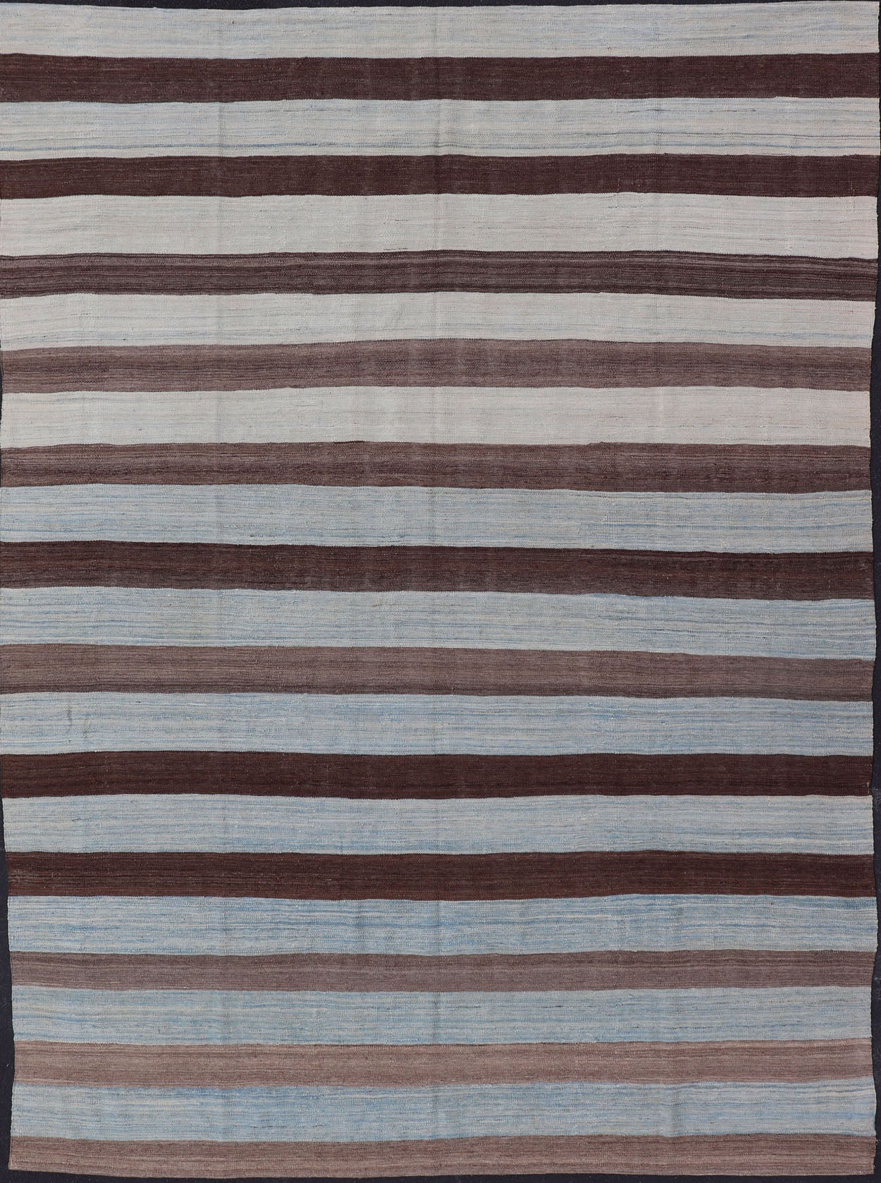 Modern Kilim Hand Woven Casual Rug with Stripes in Shades of Blue and Brown Flat - weave Kilim rug with stripes with modern design in shades of blue's, brown's. Keivan Woven Arts / rug AFG - 155, country of origin / type: Afghanistan / Kilim ... - Keivan Woven ArtsAFG - 155 - 15831Rug