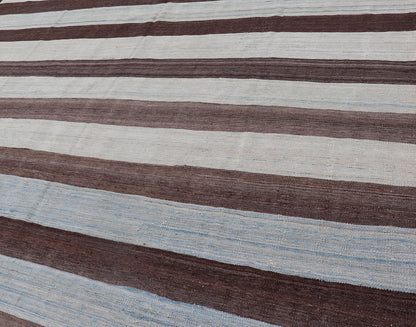 Modern Kilim Hand Woven Casual Rug with Stripes in Shades of Blue and Brown Flat - weave Kilim rug with stripes with modern design in shades of blue's, brown's. Keivan Woven Arts / rug AFG - 155, country of origin / type: Afghanistan / Kilim ... - Keivan Woven ArtsAFG - 155 - 15831Rug