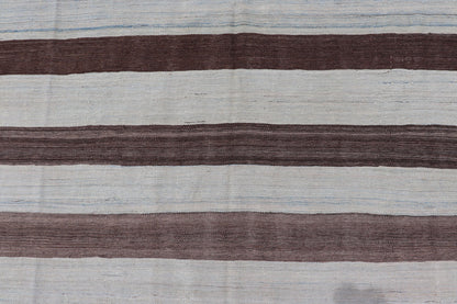 Modern Kilim Hand Woven Casual Rug with Stripes in Shades of Blue and Brown Flat - weave Kilim rug with stripes with modern design in shades of blue's, brown's. Keivan Woven Arts / rug AFG - 155, country of origin / type: Afghanistan / Kilim ... - Keivan Woven ArtsAFG - 155 - 15831Rug