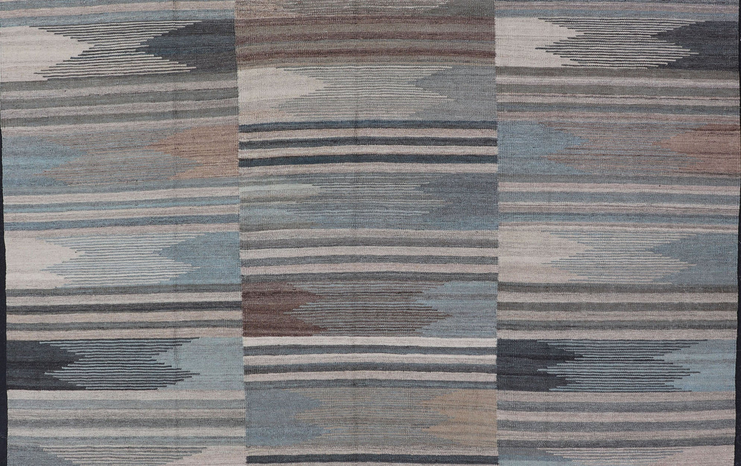 Modern Afghanistan Kilim with Blue, Brown, Gray and Cream blue, gray, brown checkered Kilim Modern rug with Kilim, Keivan Woven Arts / rug AFG - 203, country of origin / type: Afghanistan / Kilim, condition: new This brand new rug features ... - Keivan Woven ArtsAFG - 203 - 15841Rug
