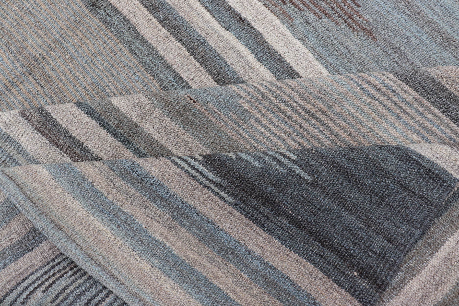 Modern Afghanistan Kilim with Blue, Brown, Gray and Cream blue, gray, brown checkered Kilim Modern rug with Kilim, Keivan Woven Arts / rug AFG - 203, country of origin / type: Afghanistan / Kilim, condition: new This brand new rug features ... - Keivan Woven ArtsAFG - 203 - 15841Rug