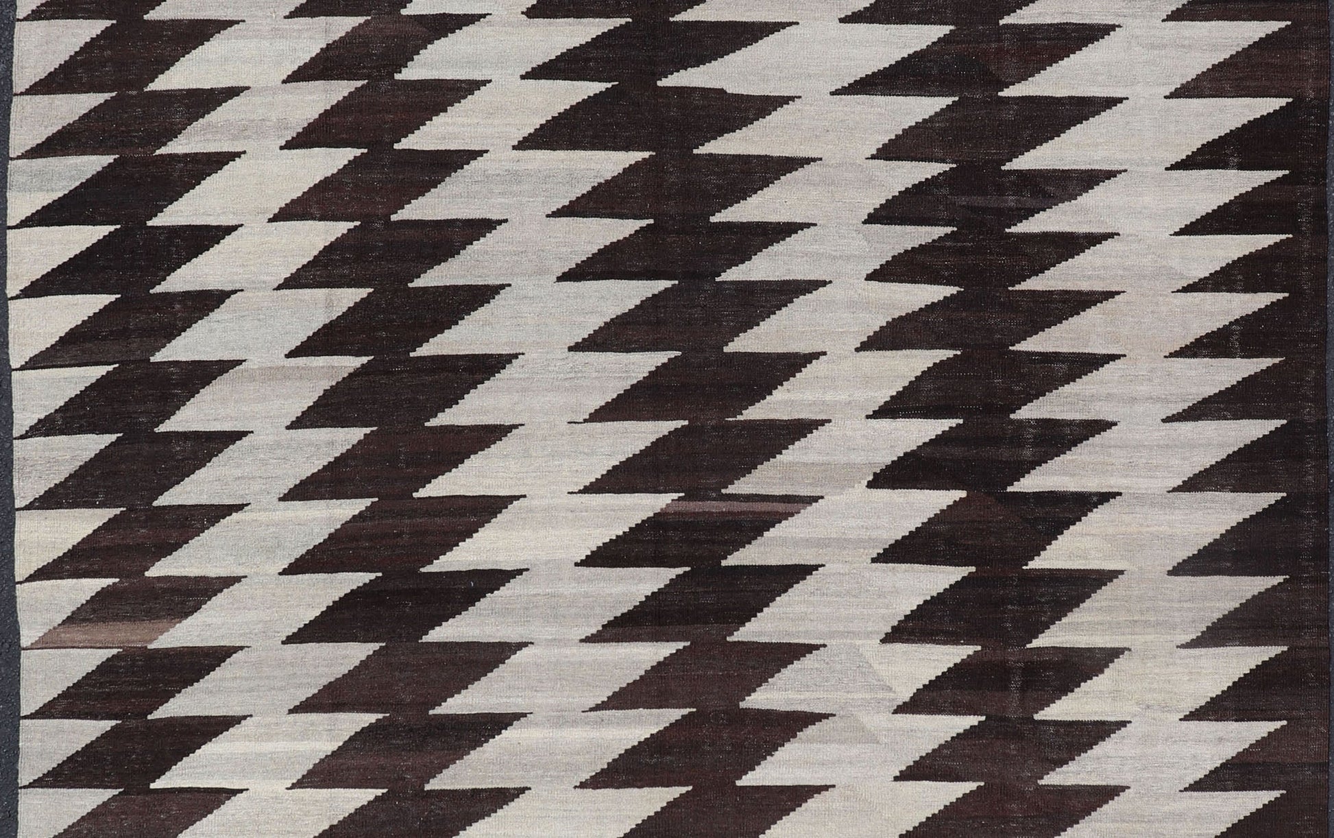 Modern Kilim with Geometric Dark Brown & Off White. Dark Brown and white modern Kilim finely woven in Afghanistan, Keivan Woven Arts/rug /AFG - 204, country of origin / type: Afghanistan / Kilim, condition: new Measures: 7'9 x 9'8 ... - Keivan Woven ArtsAFG - 204 - 15847Rug