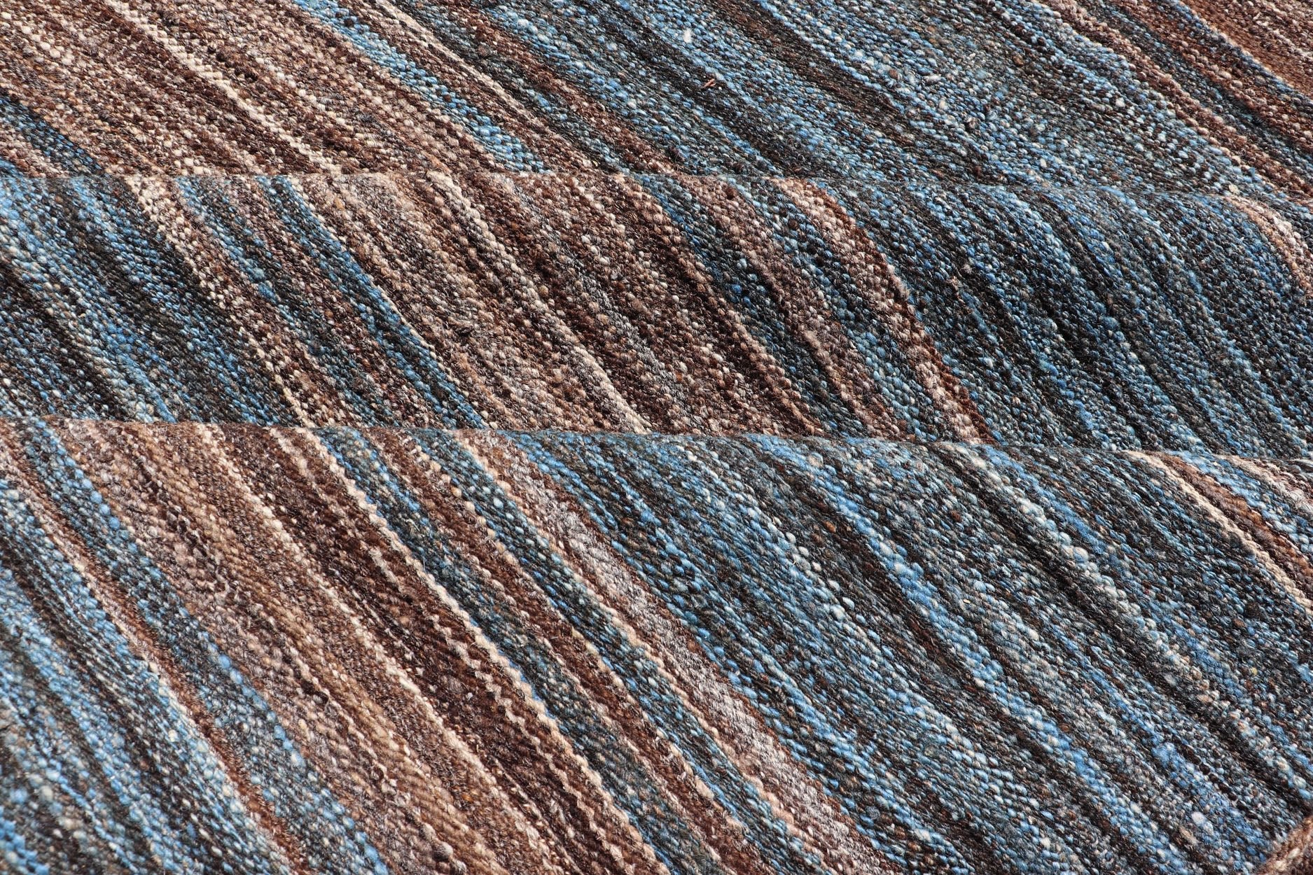 Brown and Blue Flat - Weave Kilim for variety of Casual Designs Versatile and natural blue and brown flat - weave Kilim for Modern design, Casual design or Classic design. Flat - weave Kilim rug with brown tones, Keivan Woven Arts/rug AFG - 23166, coun... - Keivan Woven ArtsAFG - 23166 - 13940Rug