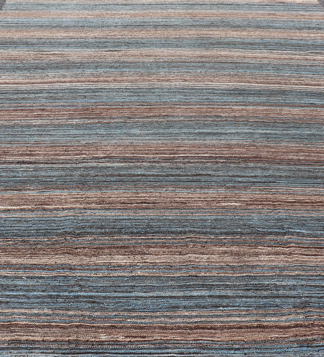 Brown and Blue Flat - Weave Kilim for variety of Casual Designs Versatile and natural blue and brown flat - weave Kilim for Modern design, Casual design or Classic design. Flat - weave Kilim rug with brown tones, Keivan Woven Arts/rug AFG - 23166, coun... - Keivan Woven ArtsAFG - 23166 - 13940Rug