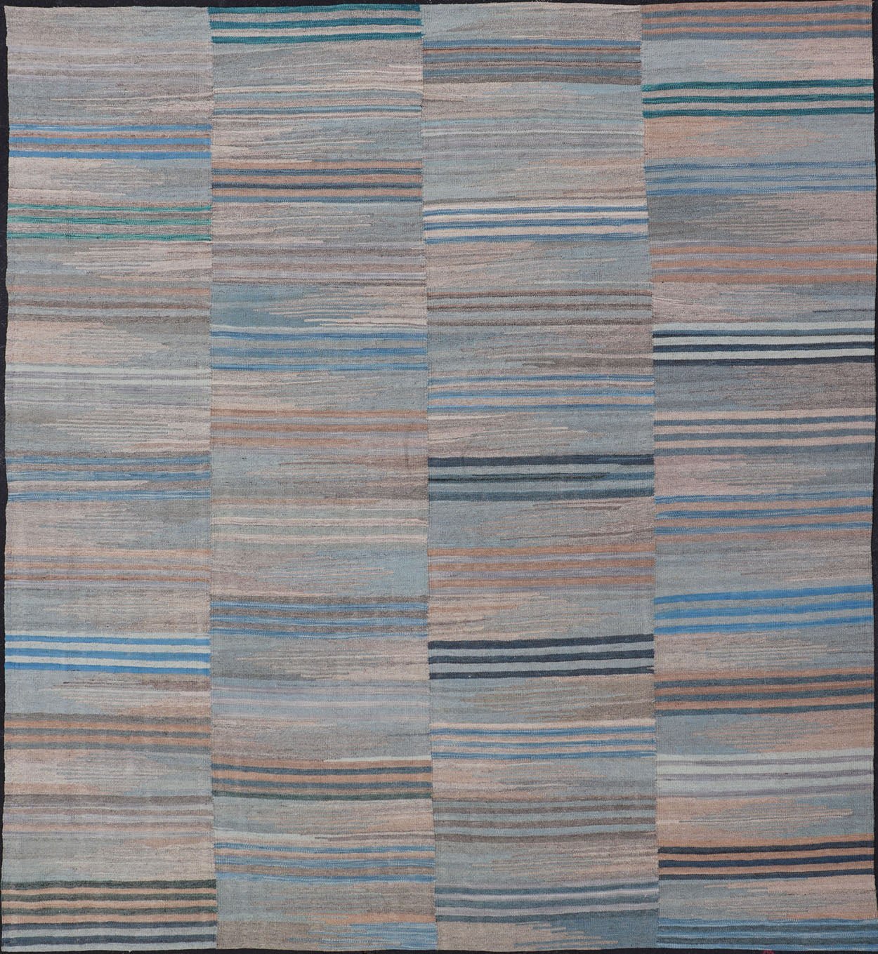Multicolor paneled Flat - Weave Kilim Rug with Modern Design Casual Kilim rug, flat - weave in modern design with soft colors, Keivan Woven Arts/ rug /AFG - 24169, country of origin / type: Afghanistan / Kilim Measures: 8 x 9'6 Colorful fl... - Keivan Woven ArtsAFG - 24169 - 15851Rug