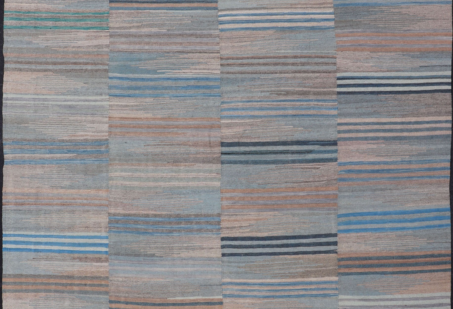 Multicolor paneled Flat - Weave Kilim Rug with Modern Design Casual Kilim rug, flat - weave in modern design with soft colors, Keivan Woven Arts/ rug /AFG - 24169, country of origin / type: Afghanistan / Kilim Measures: 8 x 9'6 Colorful fl... - Keivan Woven ArtsAFG - 24169 - 15851Rug