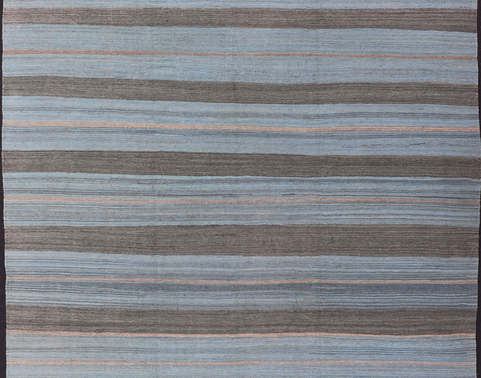 Brown, light Blue and Grey Modern Striped Kilim Made in Afghanistan Versatile and muted color - tone flat - weave Kilim for a Modern or Classic design. rug AFG - 25101, country of origin / type: Afghanistan / Kilim This unique colored piece fea... - Keivan Woven ArtsAFG - 25101 - 13958Rug