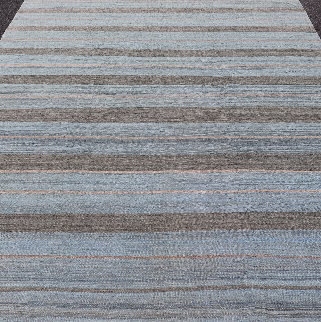Brown, light Blue and Grey Modern Striped Kilim Made in Afghanistan Versatile and muted color - tone flat - weave Kilim for a Modern or Classic design. rug AFG - 25101, country of origin / type: Afghanistan / Kilim This unique colored piece fea... - Keivan Woven ArtsAFG - 25101 - 13958Rug