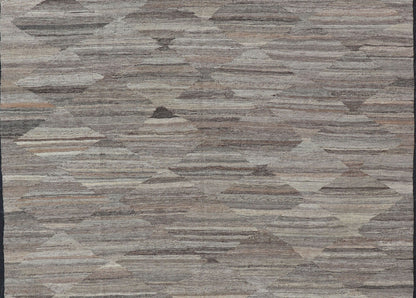 Neutrals, Charcoal, Gray and Brown Afghan Modern Kilim Geometric Design Modern and casual flat - woven Kilim rug. Neutrals, charcoal, gray, blue and brown Afghan Modern Kilim Geometric design. Keivan Woven Arts / Rug AFG - 27567, country of origin /... - Keivan Woven ArtsAFG - 27567 - 15855Rug