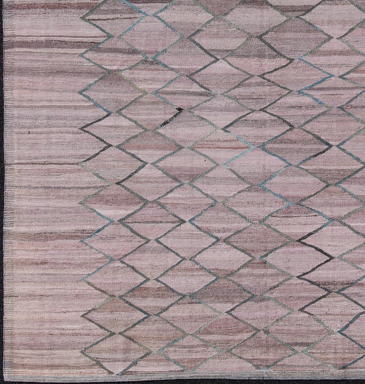 Minimalist Modern Flat - Weave Kilim Rug in Diamond Design Modern Kilim from Afghanistan with fine wool. Keivan Woven Arts Rug AFG - 27580. This light Lavender/pink and gray colored piece features a repeating diamond pattern, perfect for any modern ... - Keivan Woven ArtsAFG - 27580 - 11859Rug
