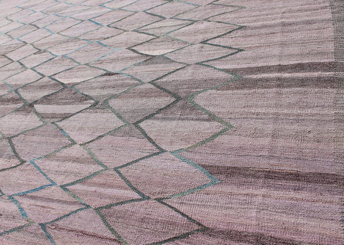 Minimalist Modern Flat - Weave Kilim Rug in Diamond Design Modern Kilim from Afghanistan with fine wool. Keivan Woven Arts Rug AFG - 27580. This light Lavender/pink and gray colored piece features a repeating diamond pattern, perfect for any modern ... - Keivan Woven ArtsAFG - 27580 - 11859Rug