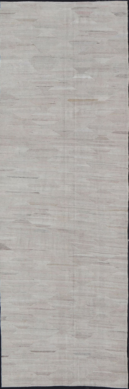 Large Modern Kilim Gallery Runner in Neutral Cream with Free Flowing Design. Flat - weave Kilim gallery runner with modern design , Keivan Woven Arts/ rug AFG - 27581, country of origin / type: Afghanistan / Kilim Measures: 5'3 x 15'7 This ... - Keivan Woven ArtsAFG - 27581 - 13962Rug
