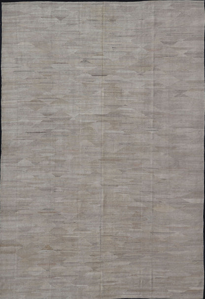 Large Modern Kilim in Neutral Cream with Free Flowing Design. Flat - weave Kilim rug with modern design in shades of cream, rug AFG - 27610, country of origin / type: Afghanistan / Kilim This subtle piece features an all - over free flowing d... - Keivan Woven ArtsAFG - 27610 - 13966Rug
