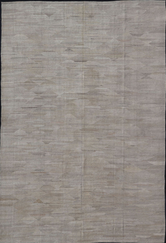 Large Modern Kilim in Neutral Cream with Free Flowing Design. Flat - weave Kilim rug with modern design in shades of cream, rug AFG - 27610, country of origin / type: Afghanistan / Kilim This subtle piece features an all - over free flowing d... - Keivan Woven ArtsAFG - 27610 - 13966Rug