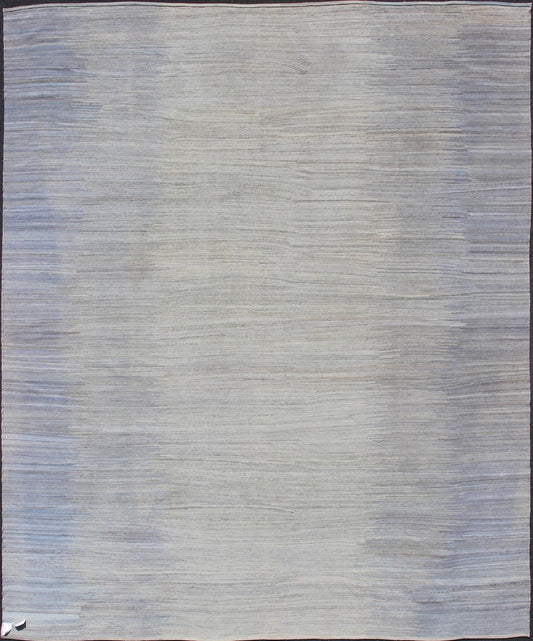 Large Kilim Rug in light blue, light Gray & Cream with Minimalist Modern Design. Large Kilim Rug with Minimalist and Modern Design. rug/AFG - 27618 , country of origin / type: Afghanistan /Kilim. The subdued design of this kilim rug makes... - Keivan Woven ArtsAFG - 27618 - A - 11875Rug