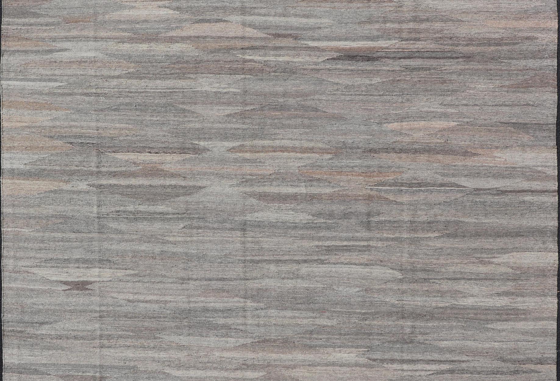 Modern Hand - Woven Flat - Weave Kilim in Wool With Sub - Geometric Diamond Design This flat - weave kilim has been hand - woven. The rug features a modern diamond design, rendered in grays, brown and earthy tones, making this rug a superb fit for a varie... - Keivan Woven ArtsAFG - 27626 - 19712Rug