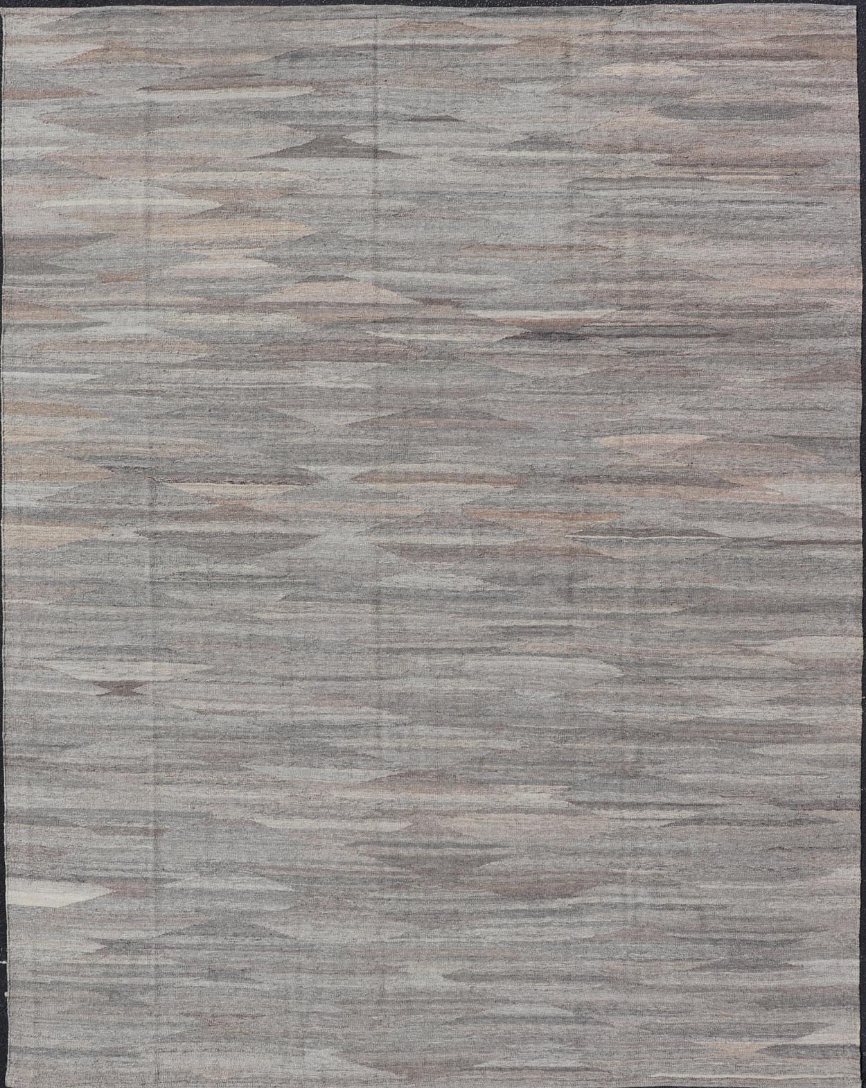 Modern Hand - Woven Flat - Weave Kilim in Wool With Sub - Geometric Diamond Design This flat - weave kilim has been hand - woven. The rug features a modern diamond design, rendered in grays, brown and earthy tones, making this rug a superb fit for a varie... - Keivan Woven ArtsAFG - 27626 - 19712Rug