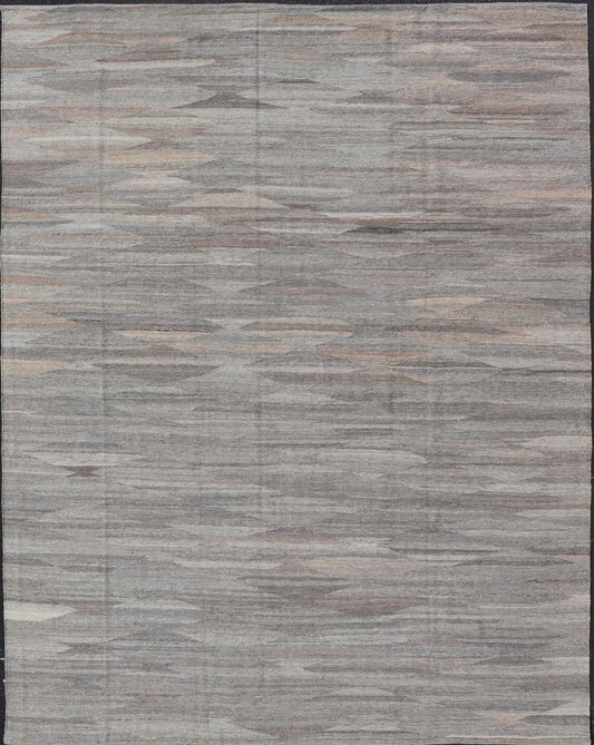 Modern Hand - Woven Flat - Weave Kilim in Wool With Sub - Geometric Diamond Design This flat - weave kilim has been hand - woven. The rug features a modern diamond design, rendered in grays, brown and earthy tones, making this rug a superb fit for a varie... - Keivan Woven ArtsAFG - 27626 - 19712Rug