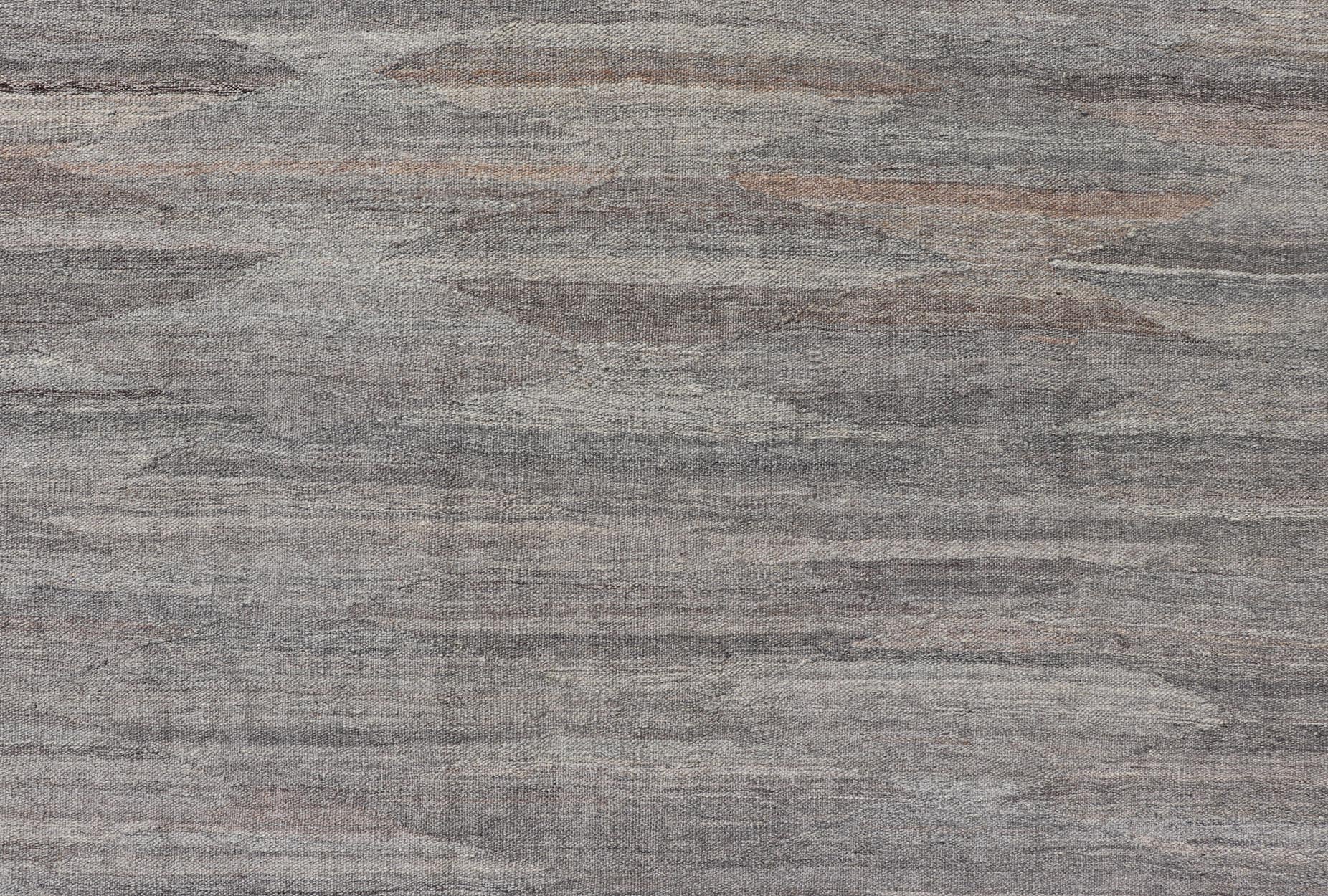 Modern Hand - Woven Flat - Weave Kilim in Wool With Sub - Geometric Diamond Design This flat - weave kilim has been hand - woven. The rug features a modern diamond design, rendered in grays, brown and earthy tones, making this rug a superb fit for a varie... - Keivan Woven ArtsAFG - 27626 - 19712Rug