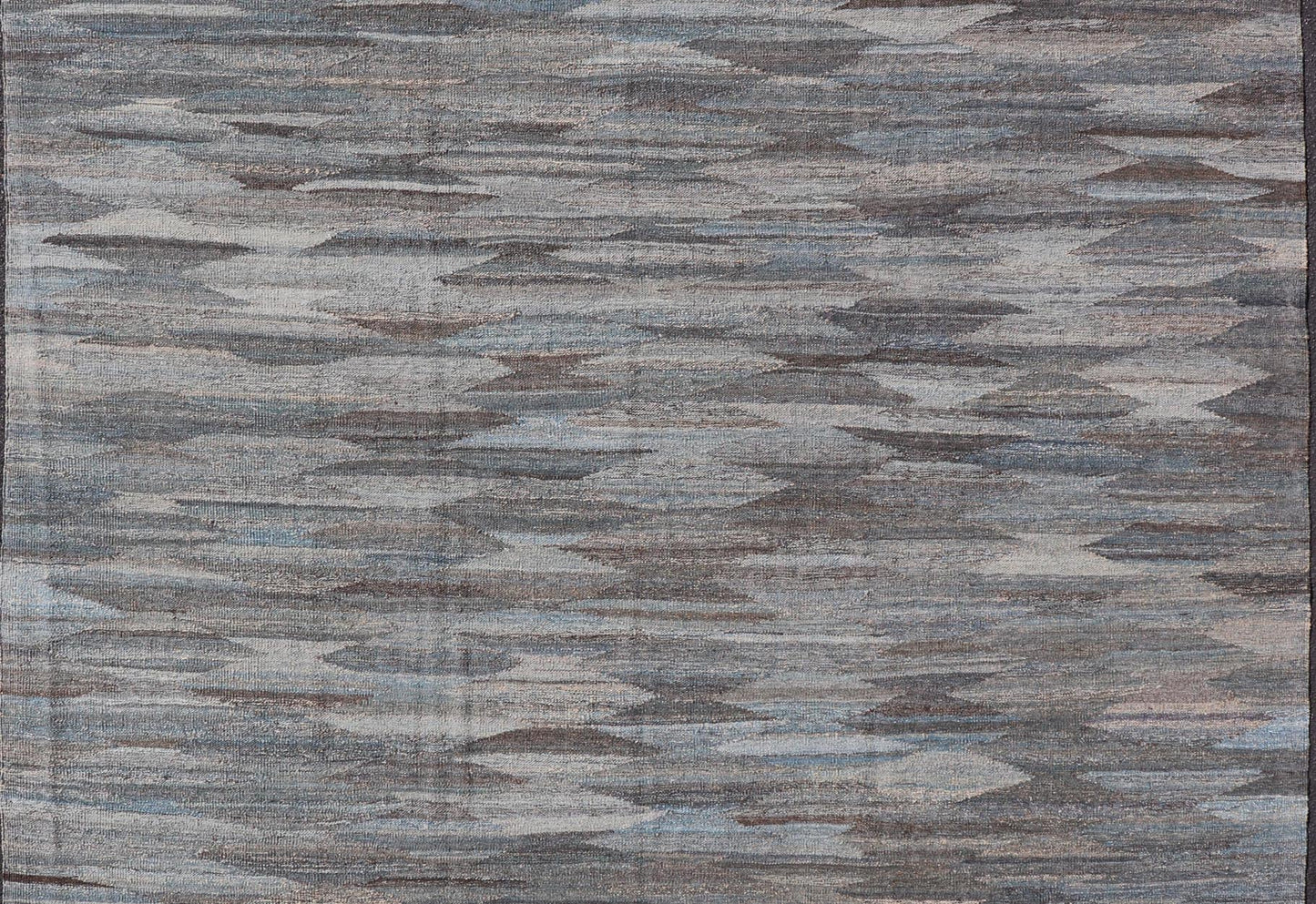 Modern Hand - Woven Flatweave Kilim in Wool with Sub - Geometric Diamond Design This flat - weave tribal kilim has been hand - woven. The rug features a modern solid/diamond design, rendered in grays blues, and earthy tones; making this rug a superb fi... - Keivan Woven ArtsAFG - 27633 - 19718Rug