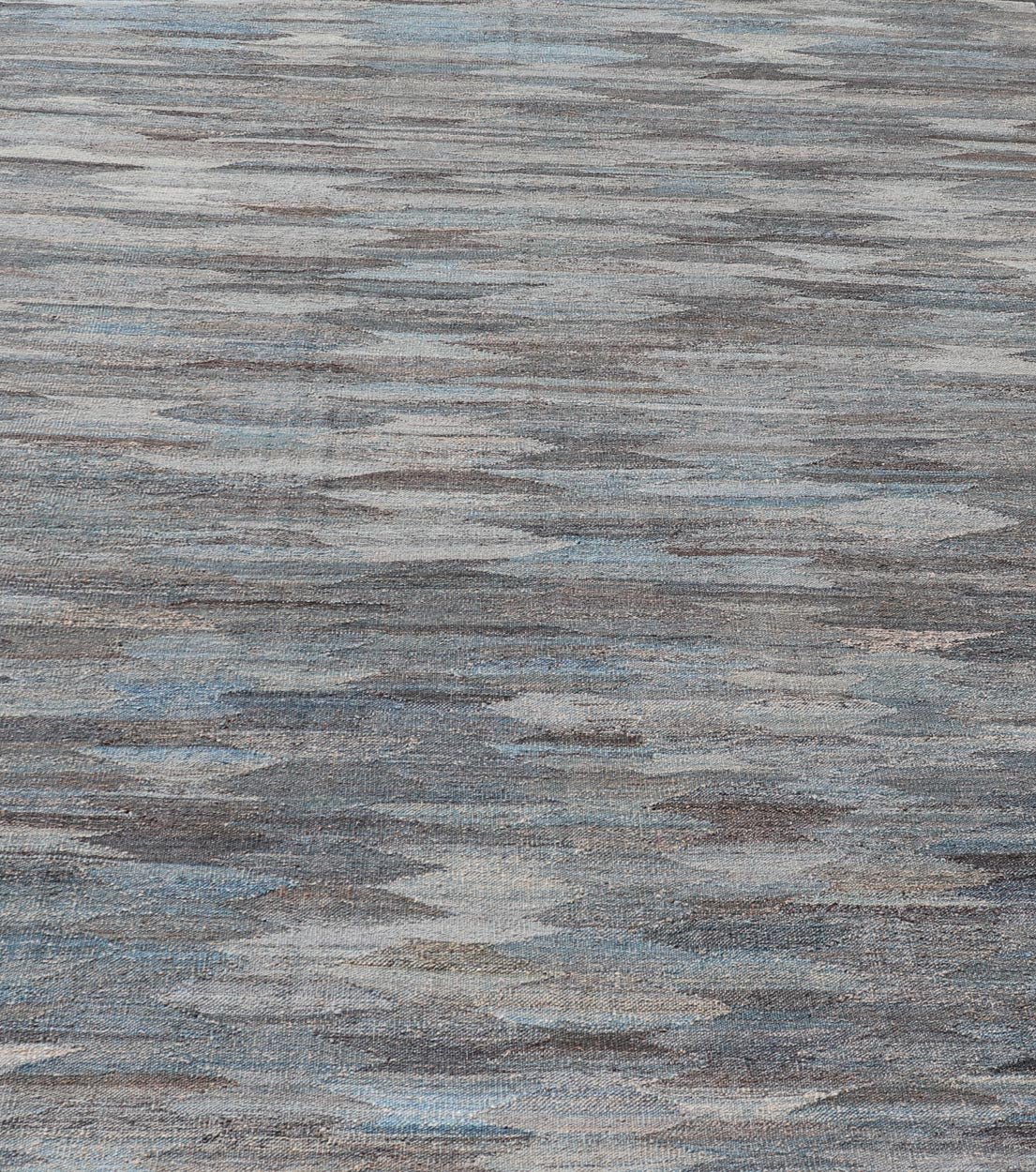 Modern Hand - Woven Flatweave Kilim in Wool with Sub - Geometric Diamond Design This flat - weave tribal kilim has been hand - woven. The rug features a modern solid/diamond design, rendered in grays blues, and earthy tones; making this rug a superb fi... - Keivan Woven ArtsAFG - 27633 - 19718Rug