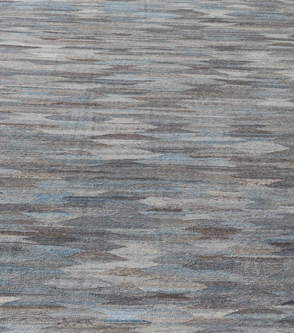Modern Hand - Woven Flatweave Kilim in Wool with Sub - Geometric Diamond Design This flat - weave tribal kilim has been hand - woven. The rug features a modern solid/diamond design, rendered in grays blues, and earthy tones; making this rug a superb fi... - Keivan Woven ArtsAFG - 27633 - 19718Rug