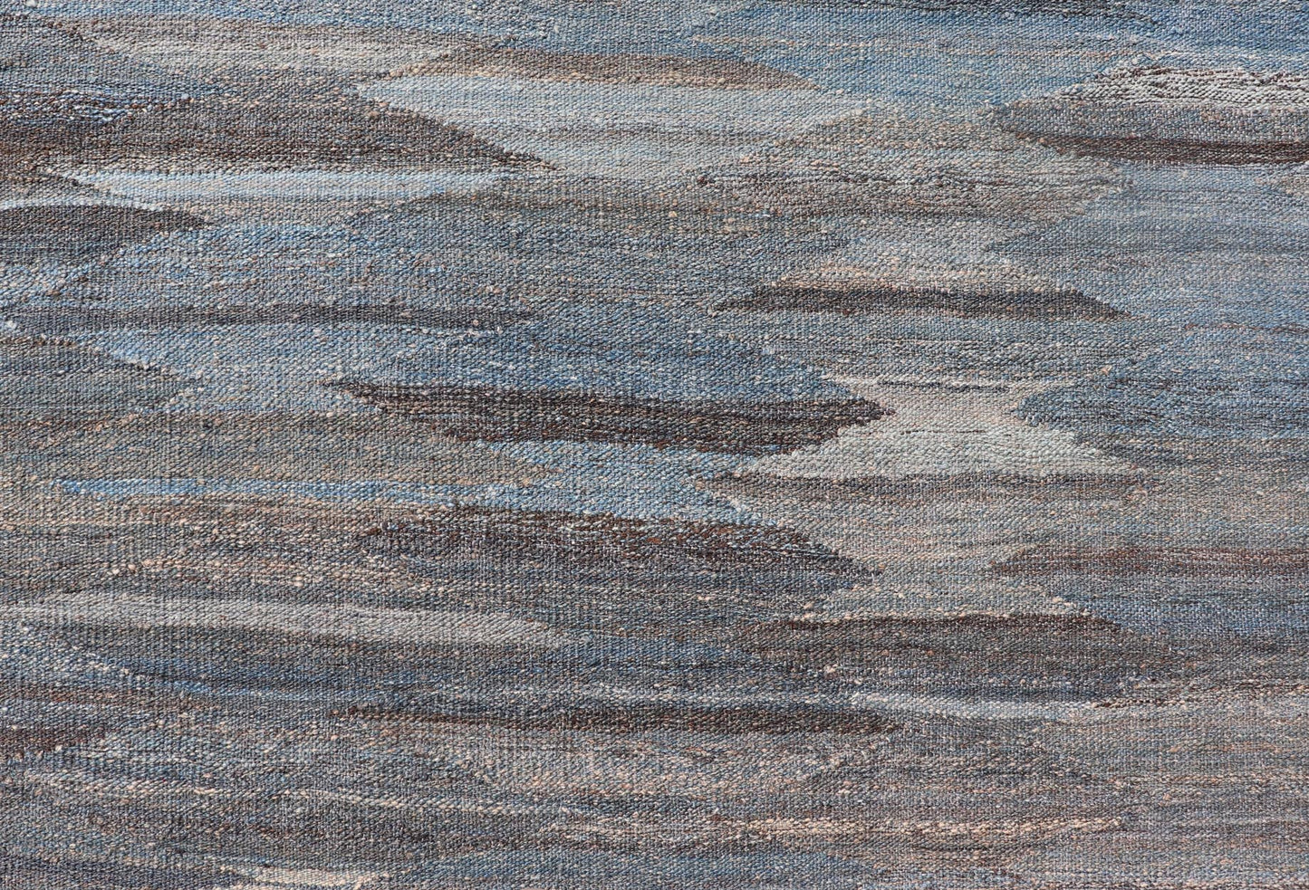 Modern Hand - Woven Flatweave Kilim in Wool with Sub - Geometric Diamond Design This flat - weave tribal kilim has been hand - woven. The rug features a modern solid/diamond design, rendered in grays blues, and earthy tones; making this rug a superb fi... - Keivan Woven ArtsAFG - 27633 - 19718Rug