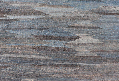 Modern Hand - Woven Flatweave Kilim in Wool with Sub - Geometric Diamond Design This flat - weave tribal kilim has been hand - woven. The rug features a modern solid/diamond design, rendered in grays blues, and earthy tones; making this rug a superb fi... - Keivan Woven ArtsAFG - 27633 - 19718Rug