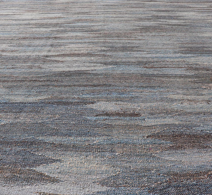 Modern Hand - Woven Flatweave Kilim in Wool with Sub - Geometric Diamond Design This flat - weave tribal kilim has been hand - woven. The rug features a modern solid/diamond design, rendered in grays blues, and earthy tones; making this rug a superb fi... - Keivan Woven ArtsAFG - 27633 - 19718Rug