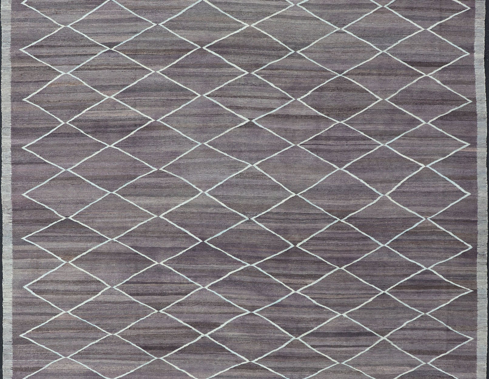Modern Design Flat - Weave Kilim Rug in D. Purple Brown and Lt. Blue Green Colors. Large Modern flat - weave Fine Kilim rug in shades of Dark Purple, Brown and Light Blue Green highlights. Keivan Woven Arts / rug AFG - 27634, country of origin / type... - Keivan Woven ArtsAFG - 27634 - 13974Rug