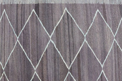 Modern Design Flat - Weave Kilim Rug in D. Purple Brown and Lt. Blue Green Colors. Large Modern flat - weave Fine Kilim rug in shades of Dark Purple, Brown and Light Blue Green highlights. Keivan Woven Arts / rug AFG - 27634, country of origin / type... - Keivan Woven ArtsAFG - 27634 - 13974Rug