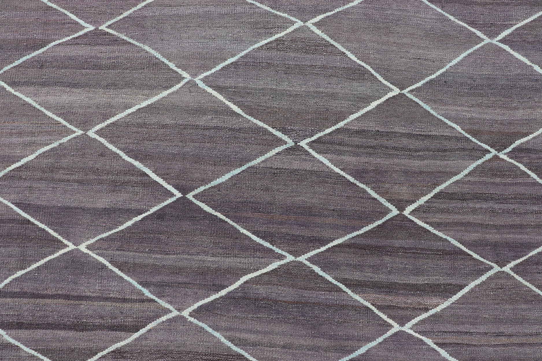 Modern Design Flat - Weave Kilim Rug in D. Purple Brown and Lt. Blue Green Colors. Large Modern flat - weave Fine Kilim rug in shades of Dark Purple, Brown and Light Blue Green highlights. Keivan Woven Arts / rug AFG - 27634, country of origin / type... - Keivan Woven ArtsAFG - 27634 - 13974Rug
