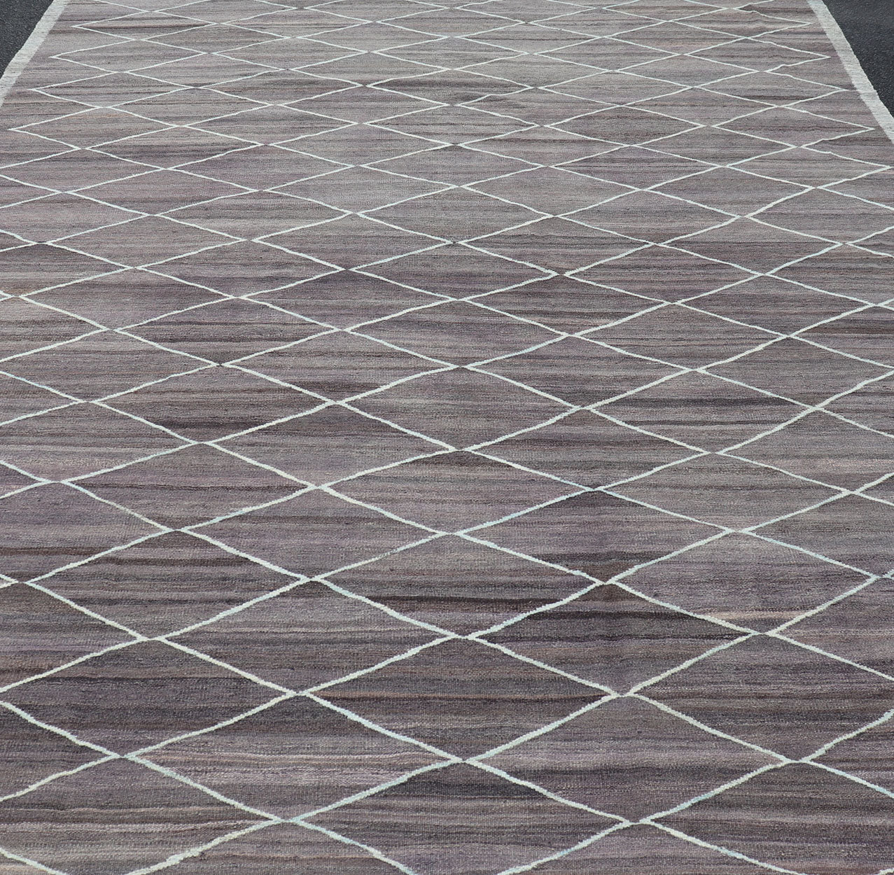 Modern Design Flat - Weave Kilim Rug in D. Purple Brown and Lt. Blue Green Colors. Large Modern flat - weave Fine Kilim rug in shades of Dark Purple, Brown and Light Blue Green highlights. Keivan Woven Arts / rug AFG - 27634, country of origin / type... - Keivan Woven ArtsAFG - 27634 - 13974Rug