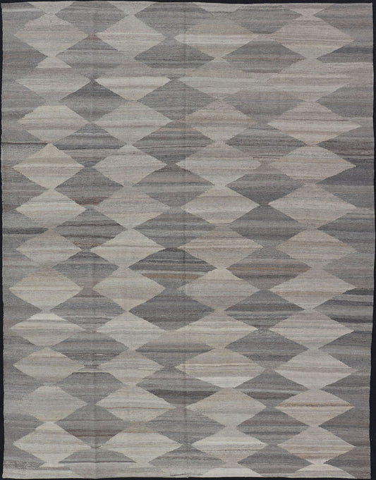 Large Pattern with All - Over Modern Design Flat - Weave Kilim in Natural Tones Flat - weave Kilim rug with multi colors, Keivan Woven Arts rug AFG - 27652, country of origin / type: Afghanistan / Kilim The design of this Kilim rug makes it perf... - Keivan Woven ArtsAFG - 27652 - 15584Rug
