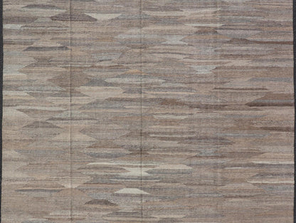 Modern Hand - Woven Flatweave Kilim in Wool with Sub - Geometric Diamond Design This flat - weave kilim has been hand - woven. The rug features an all - over solid/diamond design, rendered in gray, neutral and earthy tones; making this rug a superb fit fo... - Keivan Woven ArtsAFG - 27655 - 19730Rug
