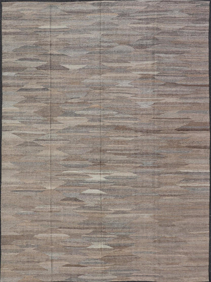 Modern Hand - Woven Flatweave Kilim in Wool with Sub - Geometric Diamond Design This flat - weave kilim has been hand - woven. The rug features an all - over solid/diamond design, rendered in gray, neutral and earthy tones; making this rug a superb fit fo... - Keivan Woven ArtsAFG - 27655 - 19730Rug