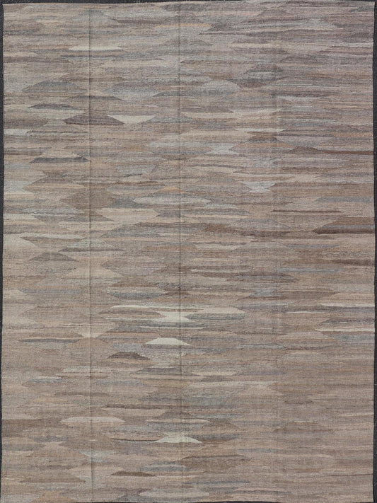 Modern Hand - Woven Flatweave Kilim in Wool with Sub - Geometric Diamond Design This flat - weave kilim has been hand - woven. The rug features an all - over solid/diamond design, rendered in gray, neutral and earthy tones; making this rug a superb fit fo... - Keivan Woven ArtsAFG - 27655 - 19730Rug