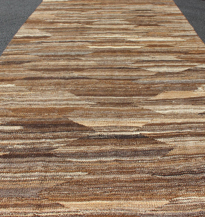 Shades of Brown All - Over Design Modern Afghan Kilim Runner Flat - weave Kilim rug with modern design in shades of browns, rug AFG - 27760, country of origin / type: Afghanistan / Kilim This playful piece features an all - over design that evokes ... - Keivan Woven ArtsAFG - 27760 - 11781Rug