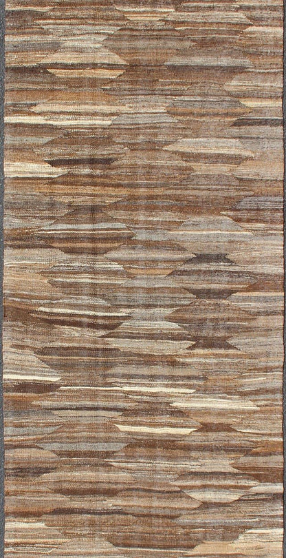 Shades of Brown All - Over Design Modern Afghan Kilim Runner Flat - weave Kilim rug with modern design in shades of browns, rug AFG - 27760, country of origin / type: Afghanistan / Kilim This playful piece features an all - over design that evokes ... - Keivan Woven ArtsAFG - 27760 - 11781Rug