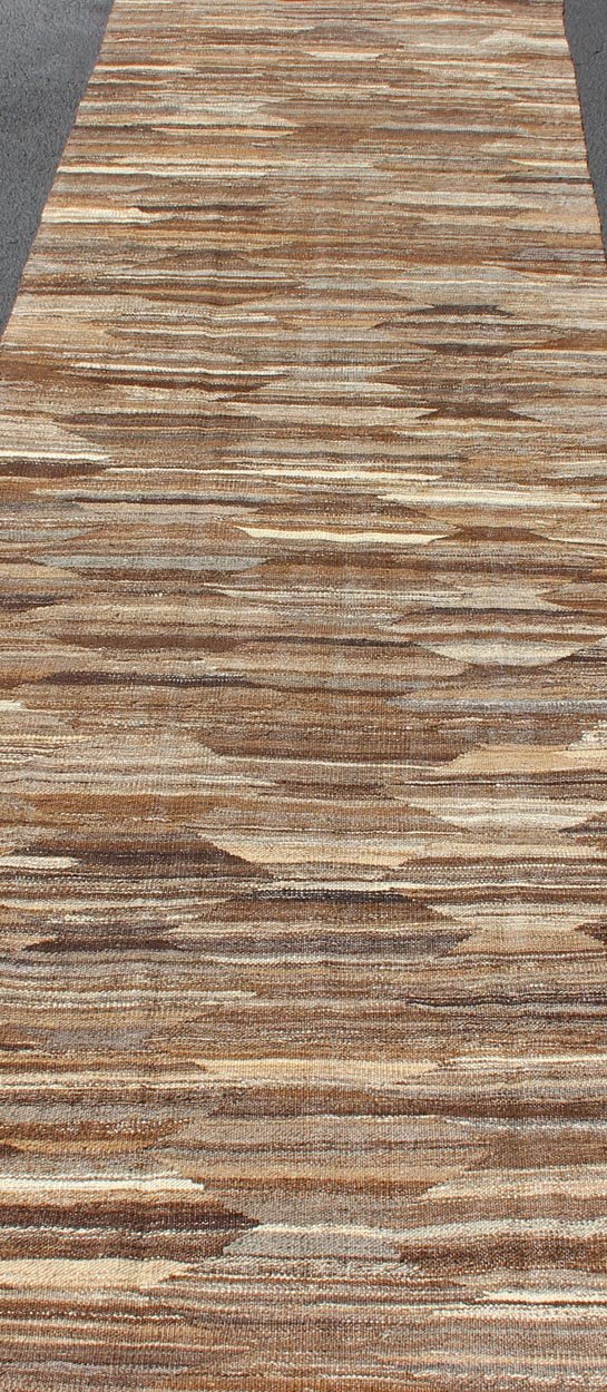 Shades of Brown All - Over Design Modern Afghan Kilim Runner Flat - weave Kilim rug with modern design in shades of browns, rug AFG - 27760, country of origin / type: Afghanistan / Kilim This playful piece features an all - over design that evokes ... - Keivan Woven ArtsAFG - 27760 - 11781Rug