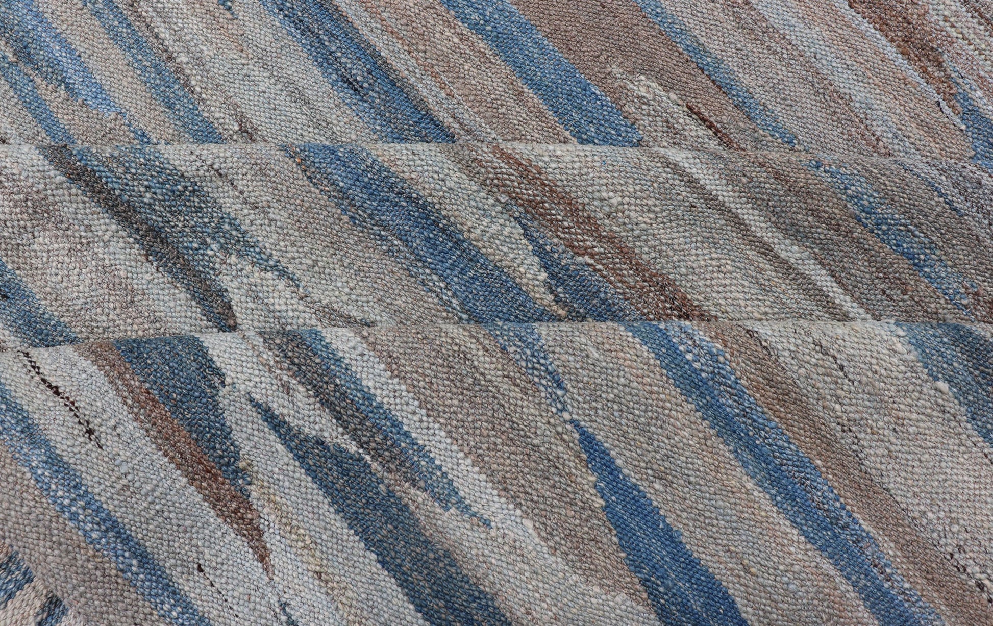 Afghan Modern Kilim All - Over Design in Blues, Browns, and Tan Modern and casual flat - woven Kilim rug. Neutrals, charcoal, gray, blue and brown diamond Afghan Modern Kilim Geometric design. Keivan Woven Arts / Rug AFG - 27786, country of origin / t... - Keivan Woven ArtsAFG - 27786 - 15873Rug