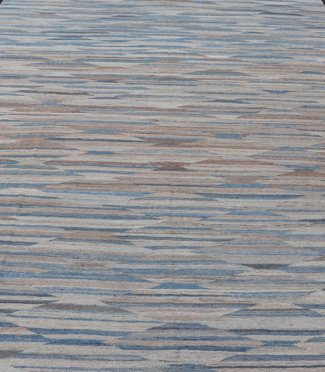 Afghan Modern Kilim All - Over Design in Blues, Browns, and Tan Modern and casual flat - woven Kilim rug. Neutrals, charcoal, gray, blue and brown diamond Afghan Modern Kilim Geometric design. Keivan Woven Arts / Rug AFG - 27786, country of origin / t... - Keivan Woven ArtsAFG - 27786 - 15873Rug