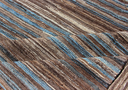 Blue and Brown Flat - Weave Kilim for Modern interiors or Classic Design Versatile flat - weave Kilim for a Modern interiors as well as casual interiors or any Classic design Flat - weave Kilim rug, rug afg - 27812, country of origin / type: Afghanis... - Keivan Woven ArtsAFG - 27812 - 11787Rug