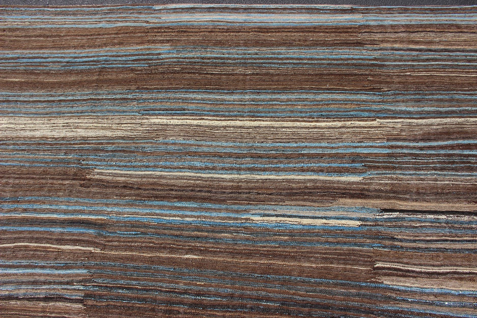Blue and Brown Flat - Weave Kilim for Modern interiors or Classic Design Versatile flat - weave Kilim for a Modern interiors as well as casual interiors or any Classic design Flat - weave Kilim rug, rug afg - 27812, country of origin / type: Afghanis... - Keivan Woven ArtsAFG - 27812 - 11787Rug